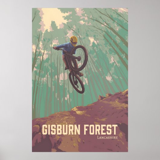 Affiche de voyage de vtt de la forêt de Gisburn (Devant)