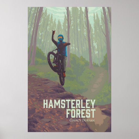 Affiche de voyage de VTT de la forêt de Hamsterley (Devant)
