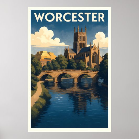 Affiche de voyage de Worcester Royaume-Uni – Mur d (Devant)