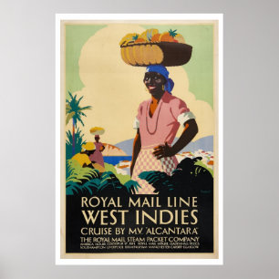 Affiche de voyage des Antilles vintages