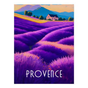 Affiche de voyage des champs de lavande de Provenc