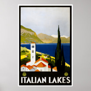 Affiche de voyage des lacs italiens Art vintage It