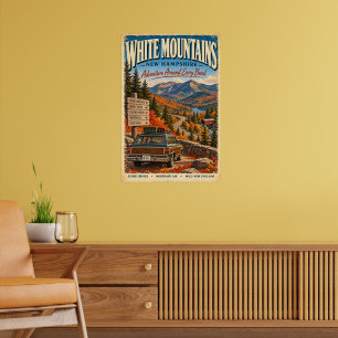 Affiche de voyage des montagnes blanches du New Ha