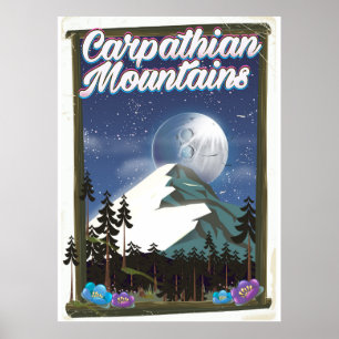 Affiche de voyage des monts Carpates