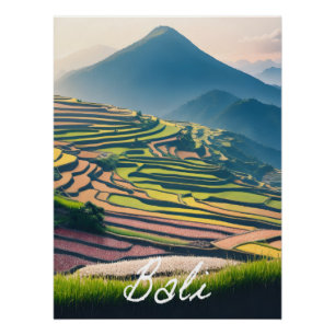Affiche de voyage des rizières de Bali