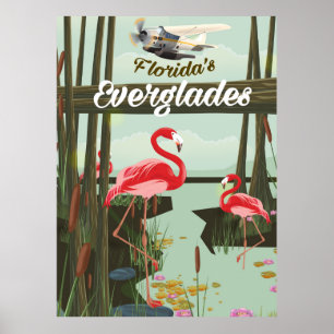 Affiche de voyage dessin animé des Everglades de F