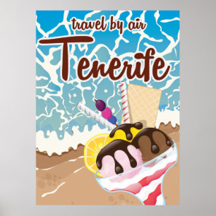 Affiche de voyage dessin animé glace Tenerife