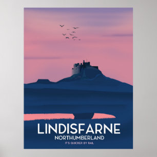Affiche de voyage du château de Lindisfarne Northu