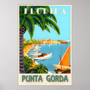 Affiche de voyage du comté de Charlotte en Floride