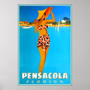 Affiche de voyage du comté d'Escambia Floride Pens
