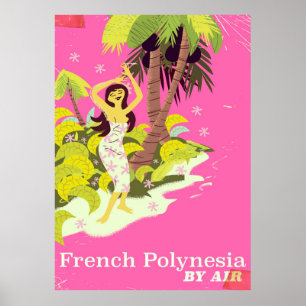 Affiche de voyage du cru en Polynésie française