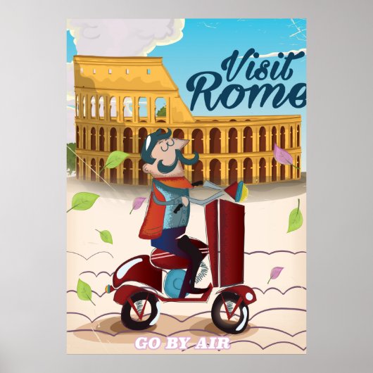 Affiche de voyage du dessin animé de Rome (Devant)