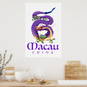 Affiche de voyage du dragon de Macao Chine. (Cuisine)