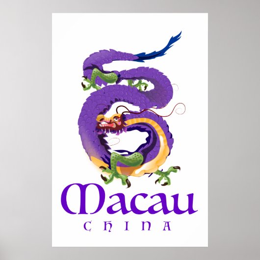 Affiche de voyage du dragon de Macao Chine. (Devant)