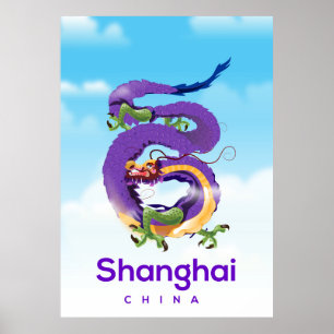 Affiche de voyage du Dragon de Shanghai en Chine
