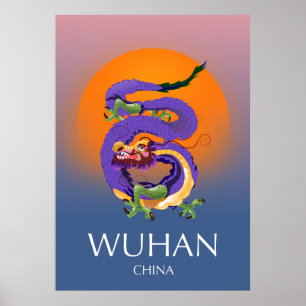 Affiche de voyage du Dragon de Wuhan en Chine