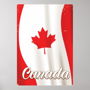 Affiche de voyage du drapeau du Canada Vintage