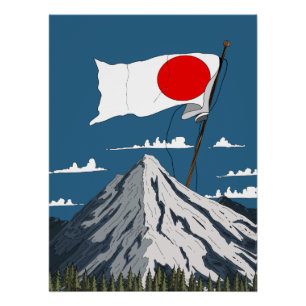 Affiche de voyage du drapeau japonais