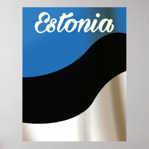 Affiche de voyage du drapeau national estonien