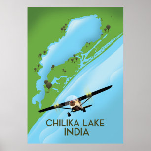Affiche de voyage du lac Chilika en Inde