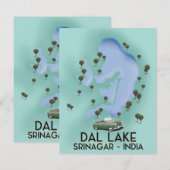 Affiche de voyage du lac Dal, Srinagar, Inde Carte (Devant / Derrière)