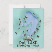 Affiche de voyage du lac Dal, Srinagar, Inde Carte (Dos)