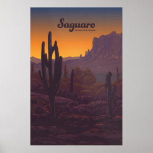 Affiche de voyage du parc national de Saguaro