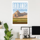 Affiche de voyage du parc national des Badlands Im (Bureau à domicile)