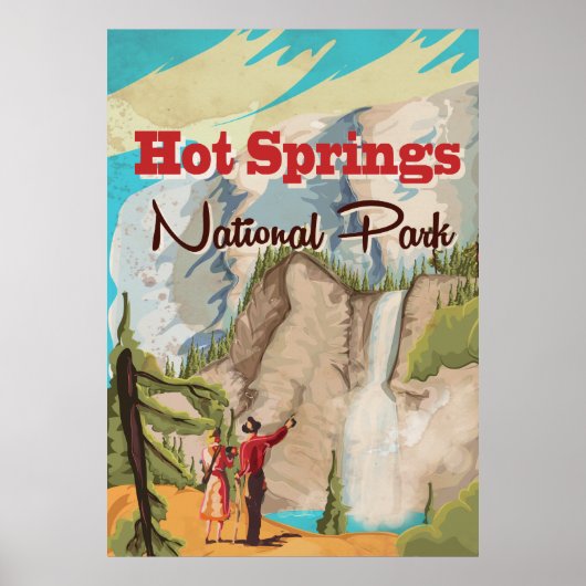 affiche de voyage du parc national Hot Springs (Devant)