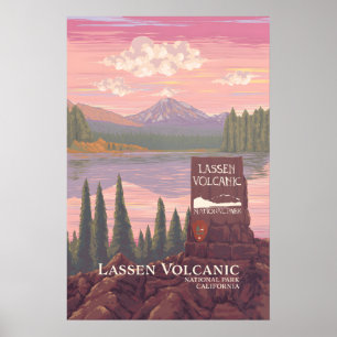 Affiche de voyage du parc national volcanique de L