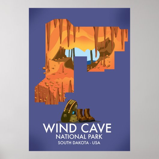 Affiche de voyage du parc national Wind Cave Natio (Devant)