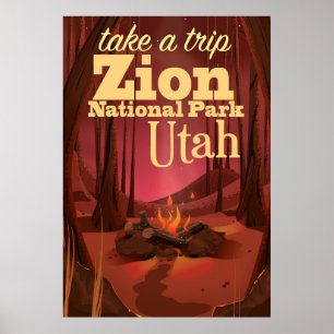 affiche de voyage du parc national Zion