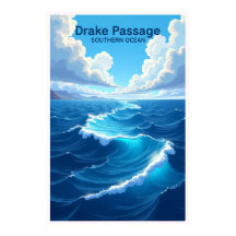 Affiche de voyage du passage de Drake et de l'océa
