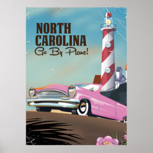 Affiche de voyage du phare de Caroline du Nord