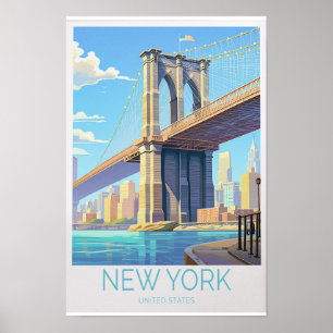 Affiche de voyage du pont de Brooklyn - New York d