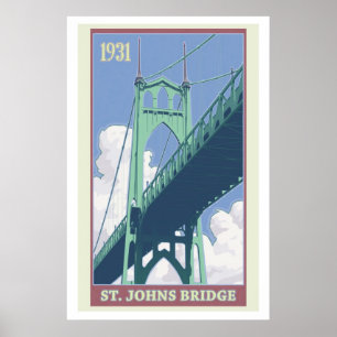 Affiche de voyage du pont vintage St. Johns