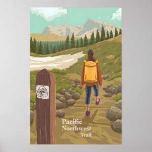 Affiche de voyage du sentier du Nord-Ouest Pacifiq