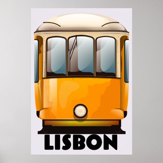 Affiche de voyage du tramway jaune de Lisbonne (Devant)