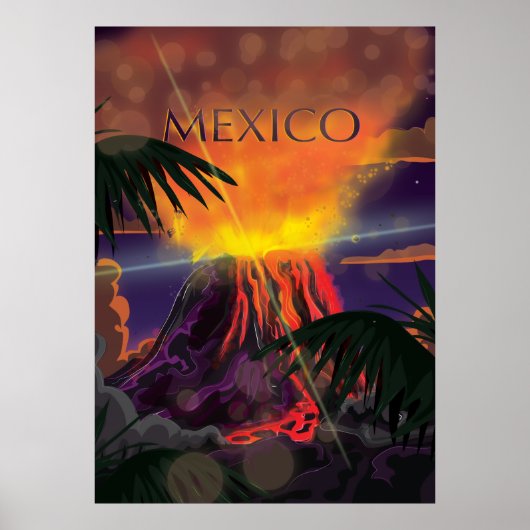 Affiche de voyage du volcan du Mexique (Devant)