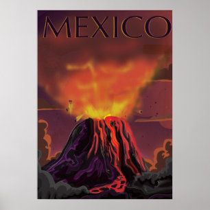 Affiche de voyage du volcan mexicain