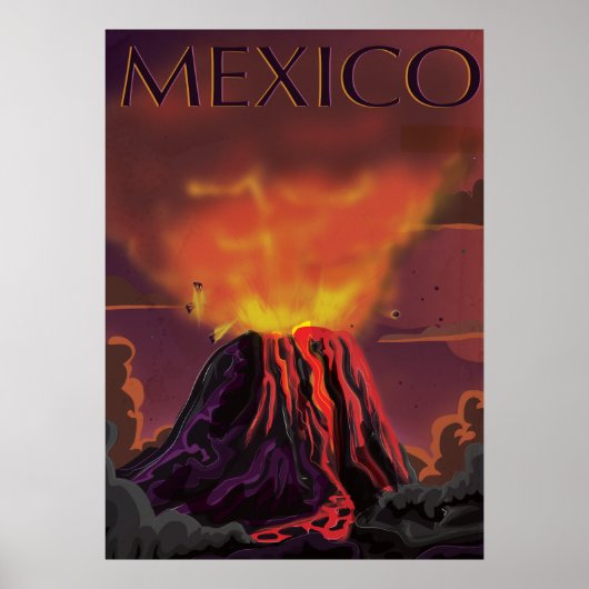 Affiche de voyage du volcan mexicain (Devant)
