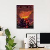 Affiche de voyage du volcan mexicain (Bureau à domicile)