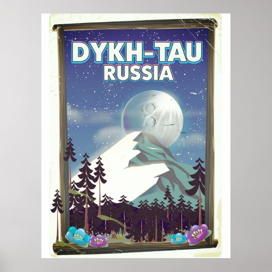 Affiche de voyage Dykh-Tau Russie. (Devant)