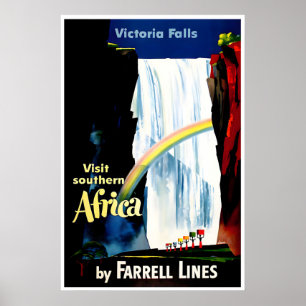 Affiche de voyage en Afrique Art Victoria Falls Im