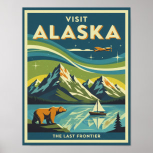 Affiche de voyage en Alaska du milieu du siècle