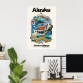 Affiche de voyage en Alaska Impression d'art alask (Bureau à domicile)
