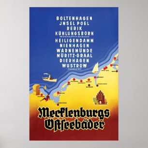 Affiche de voyage en Allemagne des années 1930 Mec