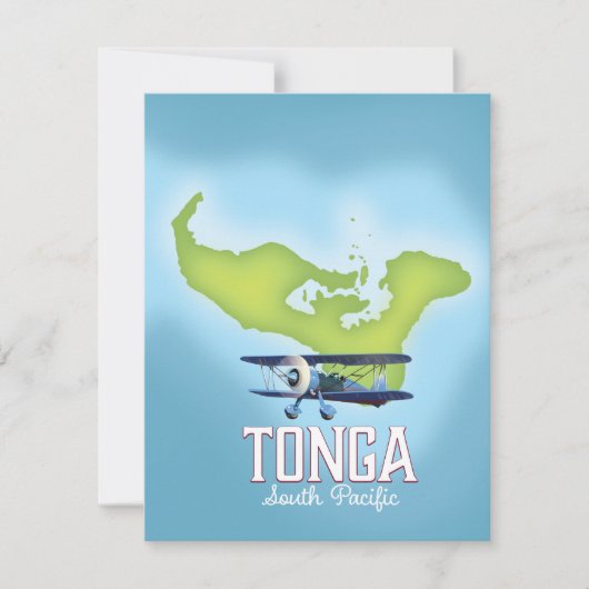 Affiche de voyage en avion carte de Tonga (Devant)