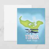 Affiche de voyage en avion carte de Tonga (Devant / Derrière)