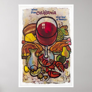 Affiche de voyage en Californie Art Vin Impression